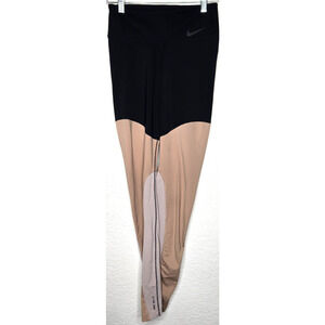 Nike Womens Power Pocket Lux Training Tight Leggings XS Black Beige Active Gym